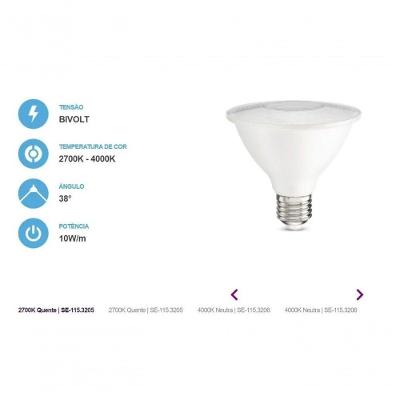 Lâmpada LED Save 10W 2700K PAR30 Base E27 780 Lm Bivolt Crystal