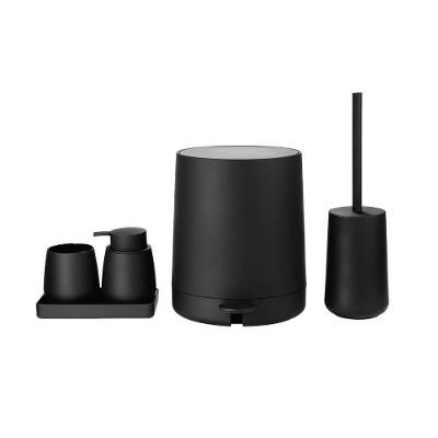 Conjunto para Banheiro Circle 5 Peças com Lixeira Pedal 4L e Dispenser 280ML Preto Mood