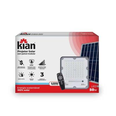 Projetor LED Solar 50W IP65 6500K 6 Horas Modelo 50w para Área Externa Kian