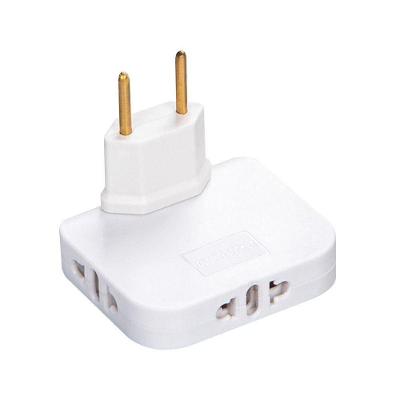 Pino Adaptador de Tomada 3 em 1 Plugue da UE 3 Saídas 16A Rotação 180° Branco OEM