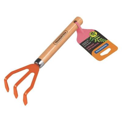Ancinho para Jardinagem Metálico com Cabo de Madeira 3 Dentes Ideal para Arar o Solo e Remover