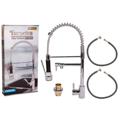 Torneira de Mesa para Cozinha com Ducha Extensível 51 e 5 cm Monocomando de Bancada Aço Inoxidável