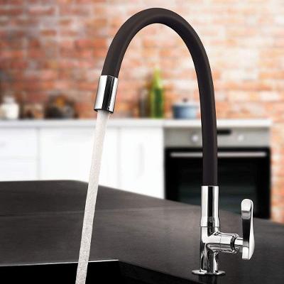 Torneira de Cozinha Gourmet Bancada 1-4 Volta para Pia em Silicone com Acabamento Metal Preta OEM