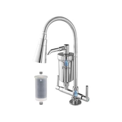 Torneira de Cozinha Gourmet Flexível com Filtro 1-4 de Volta para Bancada em Plástico ABS Cromado