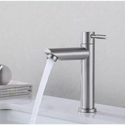 Torneira de Bacia de Água Fria Única 40425 de Bancada em Aço Inoxidável Escovado Prata OEM