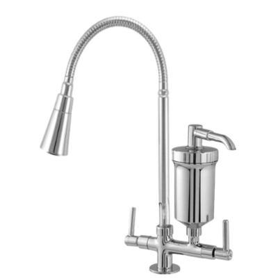 Torneira com Filtro Flexível Duplo Jato de Mesa com Alavanca para Bancada Cromado Prata OEM