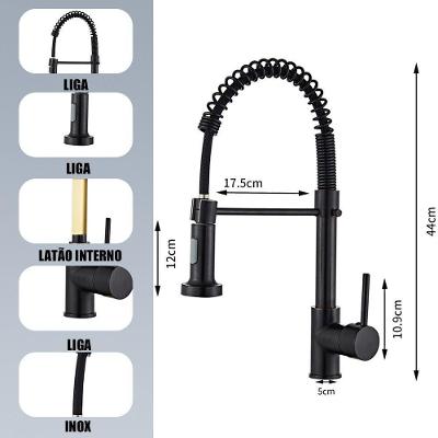 Torneira de Cozinha Fbh05310 Monocomando de Mesa em Latão com Spray Extensor Preto