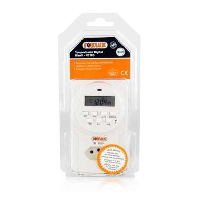 Timer Digital Foxlux Bivolt com Fusível Externo 10A com Fuse Box para Até 20 Programações Foxlux