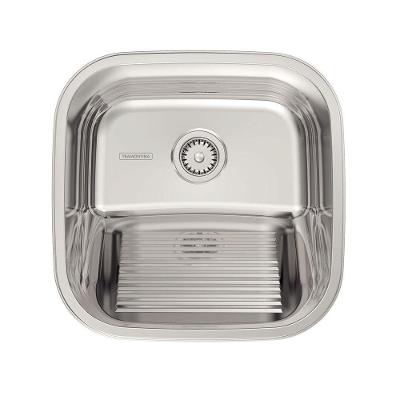 Tanque de Encaixe Hera 25L 40x40CM de Sobrepor em Aço Inox Polido com Esfregador Inox