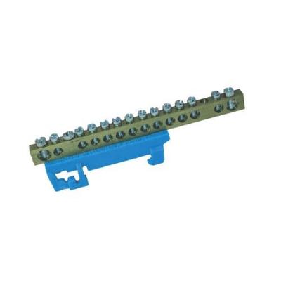 Suporte de Barramento Neutro Azul 8 Lugares 16mm e 25mm Latão Alta Resistência Bet Plásticos