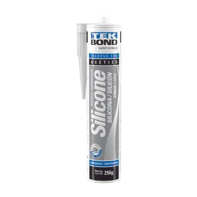 Silicone Acético Cinza 256G Tekbond para Vedação Antifungo em Construção Civil Cinza Tekbond