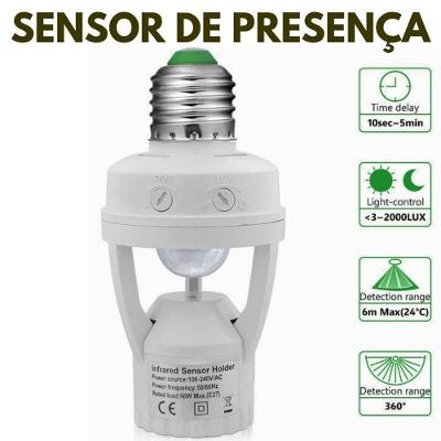 Sensor de Presença com Fotocélula para Lâmpada Soquete Kit 1pcs Economia de Energia Até 80% OEM