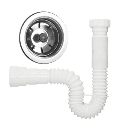Válvula Americana com Sifão Flexível 70cm Inox 3.1-2 para Pia Branco Blukit