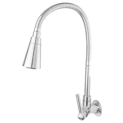 Torneira para Cozinha Cód. 6700 com Válvula Cerâmica de Parede em Plástico ABS Cromado Prata OEM