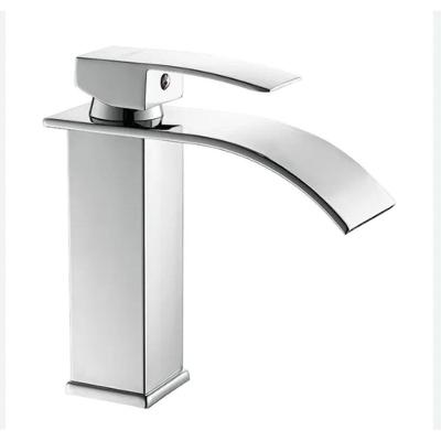 Torneira para Banheiro T103-04 Monocomando de Bancada em Aço Inoxidável Cascata Slim Prata OEM
