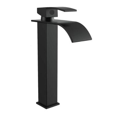 Torneira para Banheiro Cuba Alta Monocomando de Bancada em Aço Inoxidável Cascata Preto OEM
