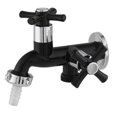 Torneira para Tanque Ou Máquina 1028 1-4 de Volta de Parede em Plástico ABS Preta com Cromado com 2