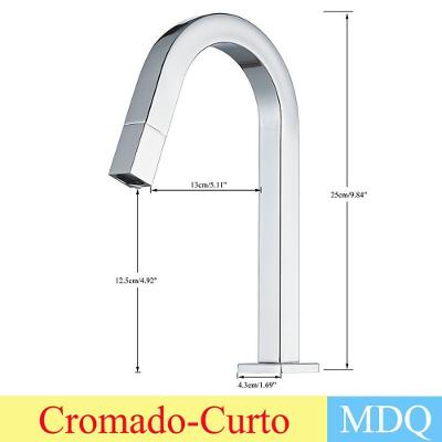 Torneira para Lavatório prata-curto de Mesa Alavanca Única Instalação em Bancada Aço Inoxidável