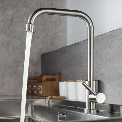 Torneira para Cozinha Bica Alta de Bancada em Aço Inoxidável Acabamento Inox Escovado com Arejador
