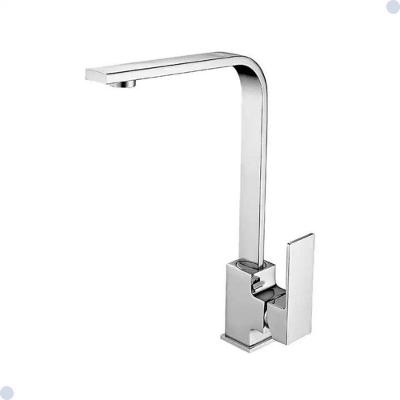 Torneira para Cozinha Gourmet Slim Quadrada Monocomando de Bancada em Latão Cromado Prata OEM