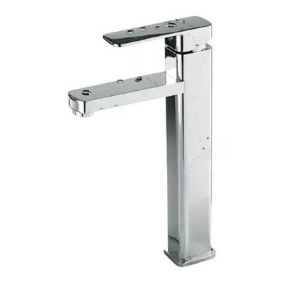 Torneira para Banheiro Alta Monocomando de Mesa em Metal e Plástico ABS Cromado Triplo Prata OEM