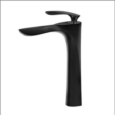 Torneira Monocomando Bica Alta para Banheiro de Mesa em Latão com Acabamento Dourado Brilhante Preto