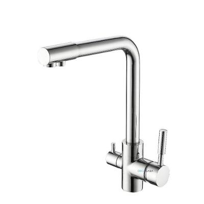 Torneira Monocomando DC-6021 de Mesa em Aço Inoxidável com Dupla Saída Gourmet Prata OEM