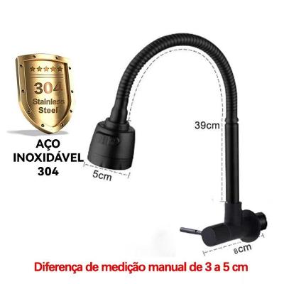 Torneira de Cozinha Modo Duplo-Ligas de Mesa em Aço Inoxidável com Bica Giratória Preto OEM