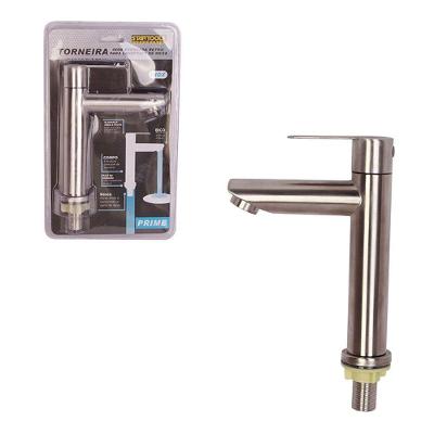 Torneira de Mesa para Lavatório Retrô com Instalação em Mesa em Aço Inoxidável Inox Escovado Inox