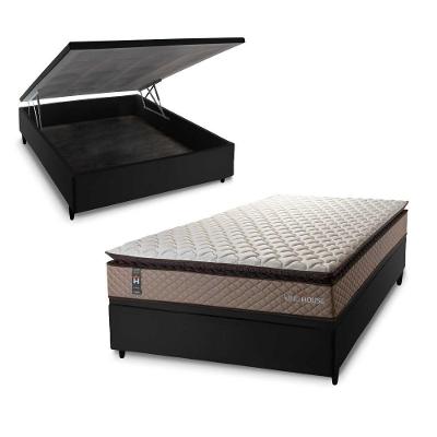 Cama Box Baú Atlanta 138x188 Preto Espuma D45 King House