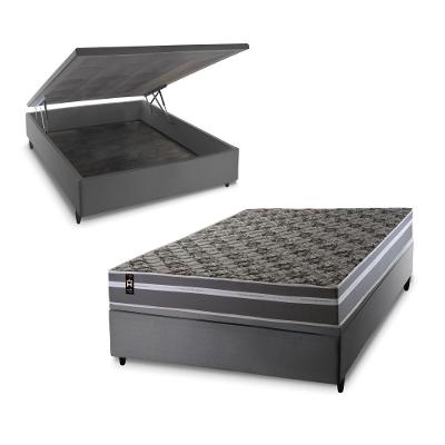 Conjunto Box Baú Miami 138x188 Cinza Espuma D33 King House