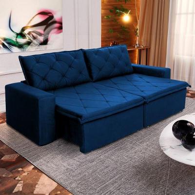 Sofá Cama Bangkok Sem Caixa 3,00m Retrátil E Reclinável Com Molas Velut Azul- King House