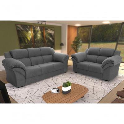 Conjunto Sofá Windsor Velut Cinza 3 E 2 Lugares 2,04m E 1,59m - King House