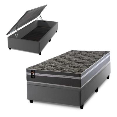 Conjunto Box Baú Miami Cinza 96x203x69 Espuma D33 King House