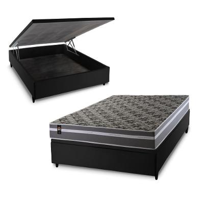 Conjunto Box Baú Miami 138x188 Cinza Espuma D33 King House