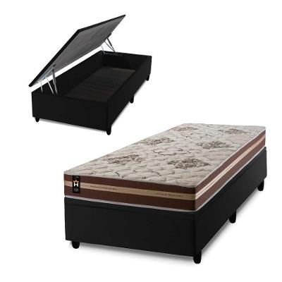 Conjunto Box Baú Chicago 96x203 Marrom Espuma D33 King House