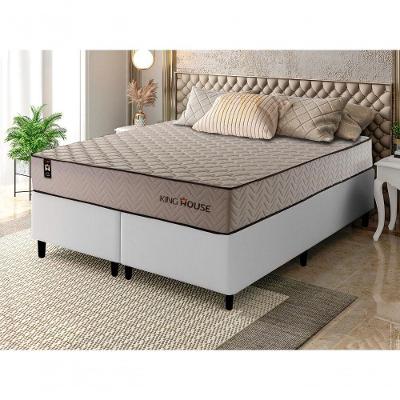 Cama Box San Diego Espuma Queen 158x198 Bege King House