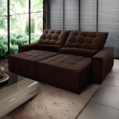 Sofá Retrátil Reclinável Alaska 2,50m Suede Velut Marrom Molas No Assento - King House