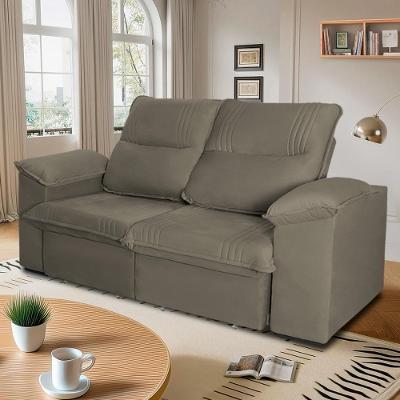 Sofá Retrátil Reclinável America 1,80m Suede Marrom Claro
