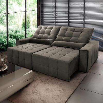 Sofá Retrátil Reclinável Alaska 2,50m Suede Velut Molas No Assento - King House