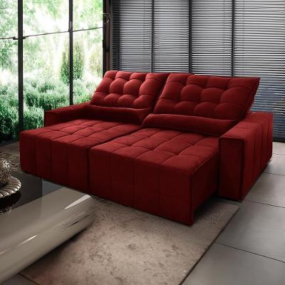 Sofá Retrátil Reclinável Alaska 2,10m Suede Velut Vermelho Molas No Assento - King House