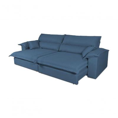 Sofá Retrátil Reclinável 2,50m Nivus Azul Molas Ensacadas - King House