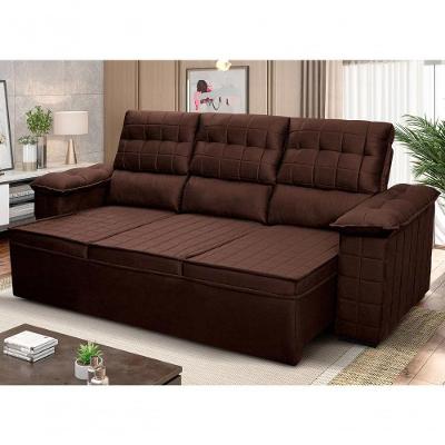 Sofá Retrátil Reclinável 4 Lugares Com Molas 2,30m Quantum Suede Velut Marrom - King House