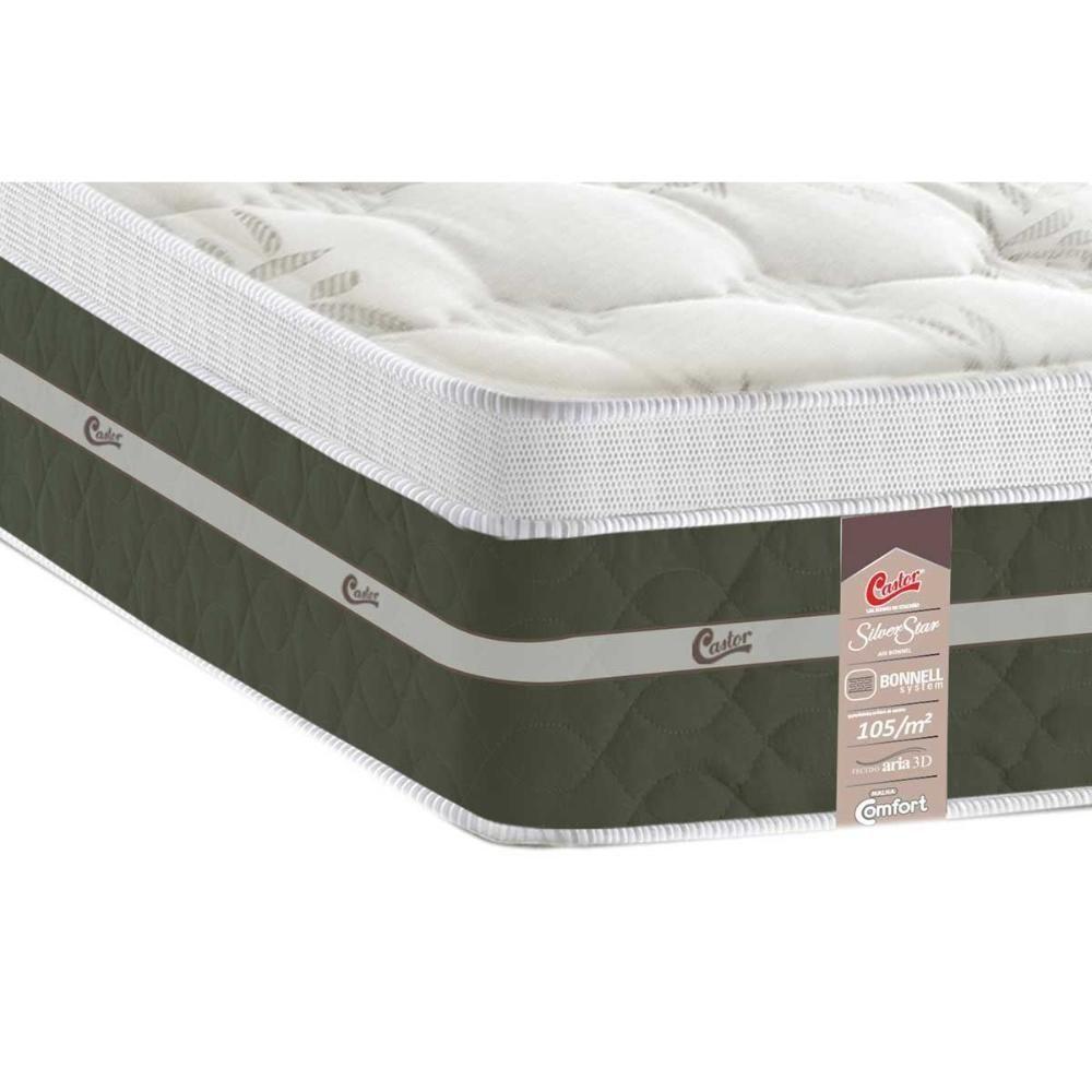 Cama Box Baú Casal: Colchão Molas Bonnel Castor Silver Star Air + Base CRC Courano White(138x188) - 3