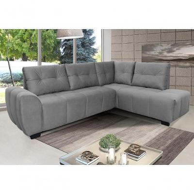 Sofá De Canto 6 Lugares Hellen Lugano Com Revestimento Em Tecido Velut Cinza E 205-190 Cm