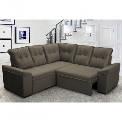Sofá Canto London Marrom Claro Suede Velut - King House