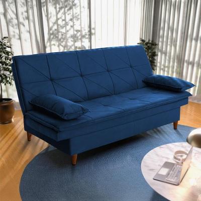 Sofá Cama Pérsia 3 Lugares Suede Velut Azul Marinho - King House