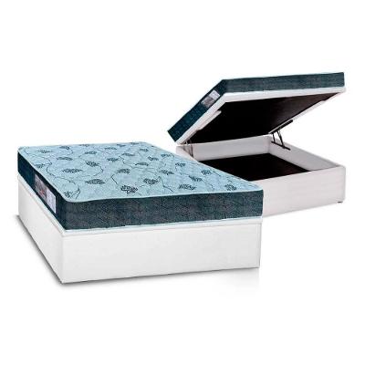 Cama Box Baú Casal: Colchão Ortopédico Orthoflex D45 / EP Cecina + Base CRC Courano White(138x188)