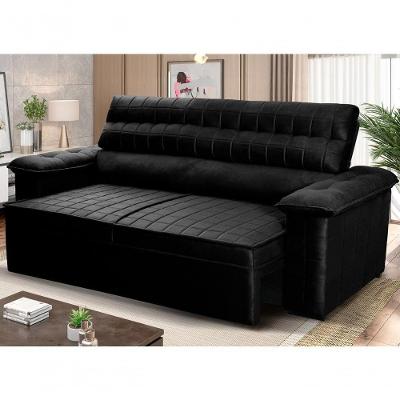 Sofá Retrátil Reclinável 2 Lugares Com Molas 1,50m Quantum Suede Velut Preto - King House