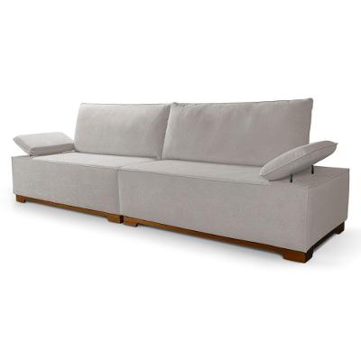 Sofá Living Braço Articulado Deluxe 2,50m Bouclê Off White